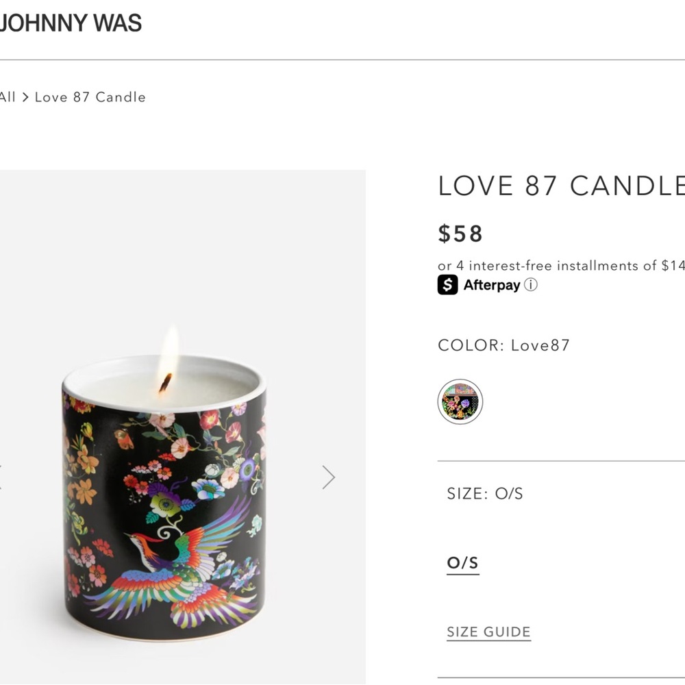 NEW Johnny Was Love 87 Floral Black Candle - Picture 8 of 10